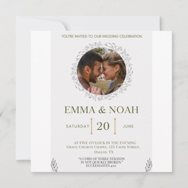 Elegant Leaf Arch Wedding Invitation with Ecclesia Save The Date (Vorderseite)