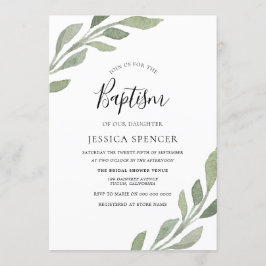 Elégant Leaf garçon ou fille Baptême Invitation