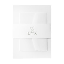 Elegant Leaf Monogram Sage Green Wedding Einladungsbanderole