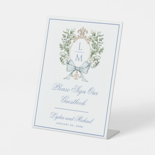 Elegant Leaf Wappen Gäestbook Sockelschild (Vorderseite)