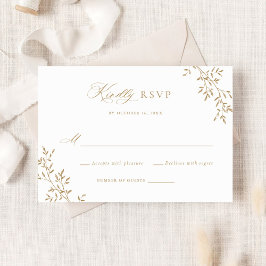Elegant Leafy Gold Laurel Botanische Hochzeit RSVP Einladung