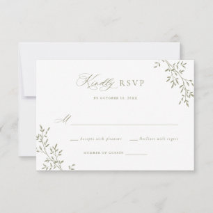 Elegant Leafy Sage Laurel Botanical Wedding RSVP Einladung