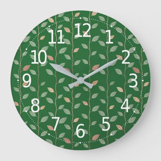 Elegant Leaves and Vines Pattern Paper Texture | Große Wanduhr (Vorderseite)