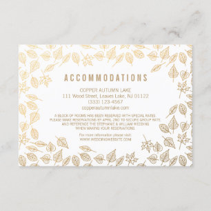 Elégant Leaves d'Automne Gold Carte d'Hébergement