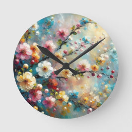 Elegant & lebhaft floral - Blütenfarbig blühen Runde Wanduhr