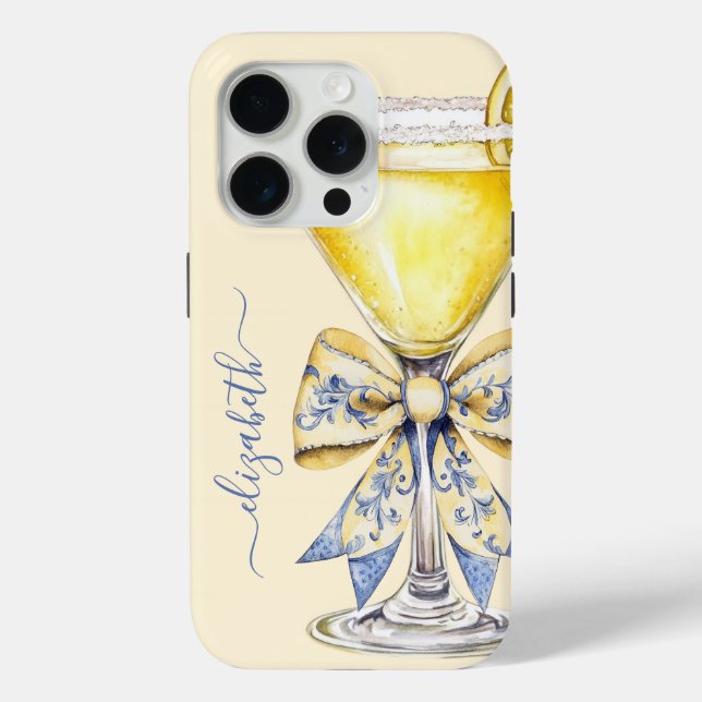 Elegant Lemon Drop Martini Monogrammed Case-Mate iPhone Hülle (Rückseite)