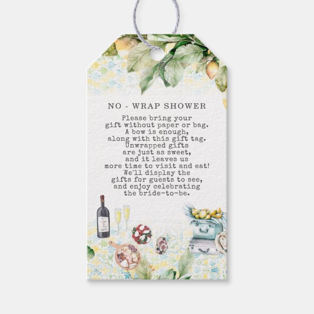 Elegant Lemon Grove Picnic No Wrap Display Dusche Geschenkanhänger (Vorderseite)