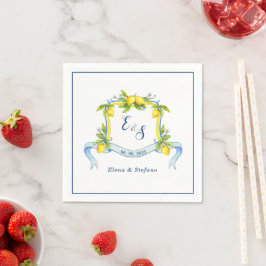 Elegant Lemon Monogramm Wappen Hochzeit Napkins Serviette