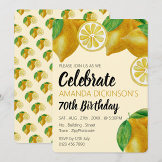 Elegant Lemon Sketch Birthday Einladung