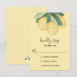 Elegant Lemon Wassercolor RSVP Karte