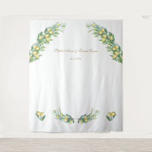 Elegant Lemon Wedding Foto Booth Prop Wandteppich