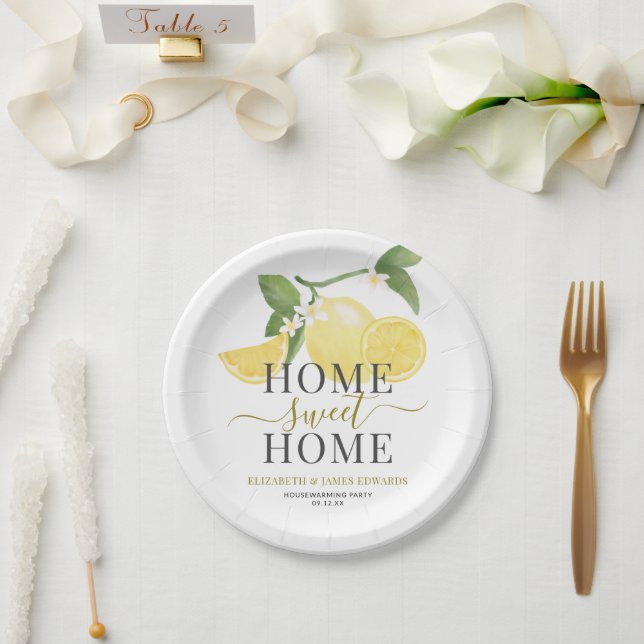 Elegant Lemon Zuhause Sweet Zuhause Housewarming P Pappteller (Hochzeit)