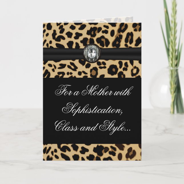 Elegant Leopard Jewel Mother Day Gruß Karte (Vorderseite)