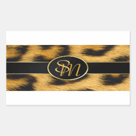 Elegant Leopard Print Monogram Script - Sticker
