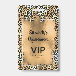 Elegant Leopard Quinceañera Einladung VIP Pass Ausweis