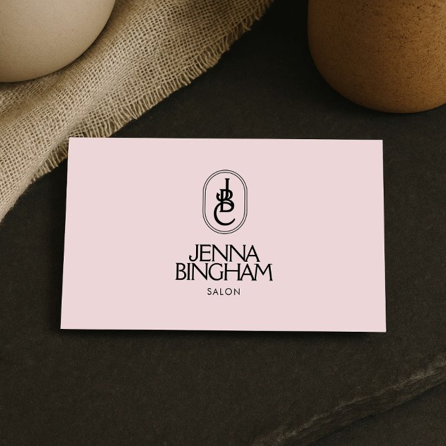 Elegant Lettering Beauty Salon Monogram Logo Pink Visitenkarte (Von Creator hochgeladen)
