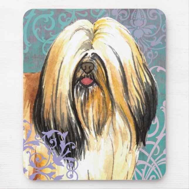 Elegant Lhasa Apso Mousepad (Vorne)