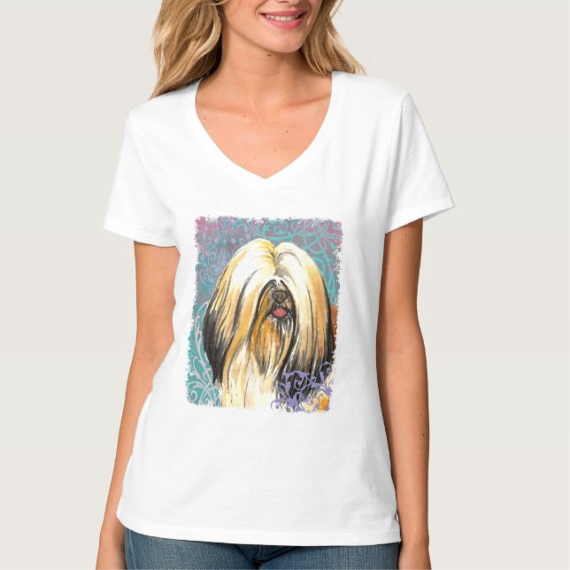 Elegant Lhasa Apso T-Shirt (Vorderseite)