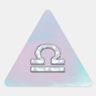 Elegant Libra Zodiac Sign Mother of Pearl Style Dreieckiger Aufkleber