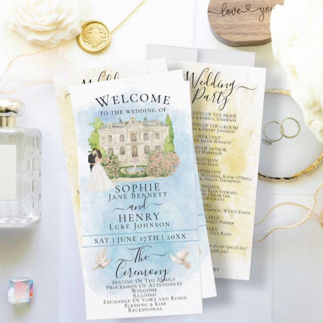 Elégant Lieu Marié Groom Luxe Mariage Programme (Créateur téléchargé)