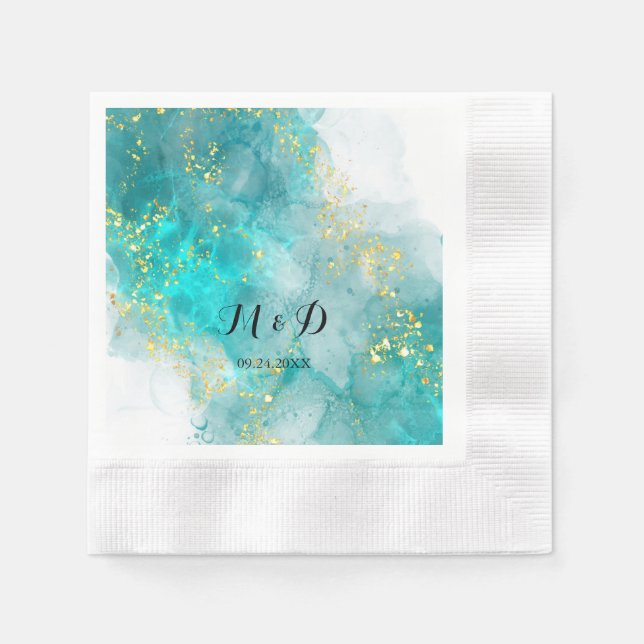 Elegant Light Blue and Gold Wedding Napkins Serviette (Vorderseite)