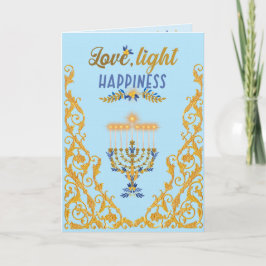 Elegant Light Blue Hanukkah  Karte