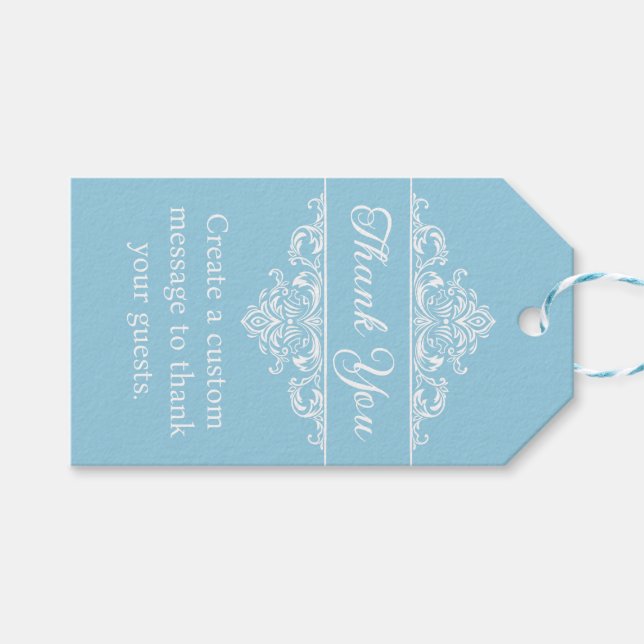 Elegant Light Blue Quinceañera Butterfly Birthday Geschenkanhänger (Vorderseite (Horizontal))