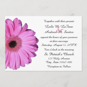 Elegant Light Pink Gerbera Daisy Wedding Einladung