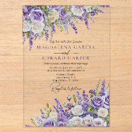 Elegant Light Purple Lavender Roses Floral Wedding Acryleinladungen