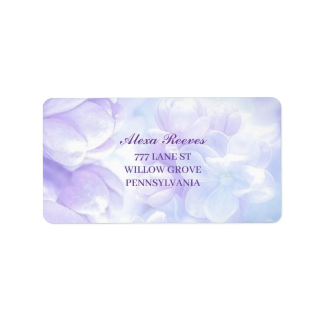 Elegant Light Purple Lilac Flowers Wedding Adressaufkleber (Vorne)