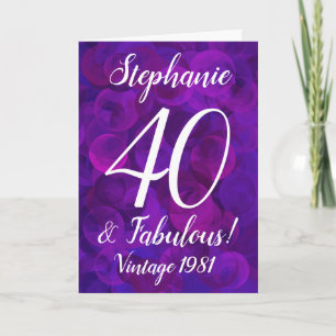 Elegant Lila 40 und fabelhaft Geburtstag individue Karte