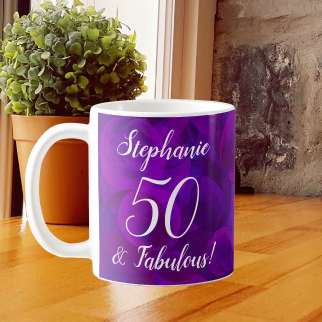 Elegant Lila 50 und Fabelous Jahr Personalisiert Kaffeetasse (Von Creator hochgeladen)