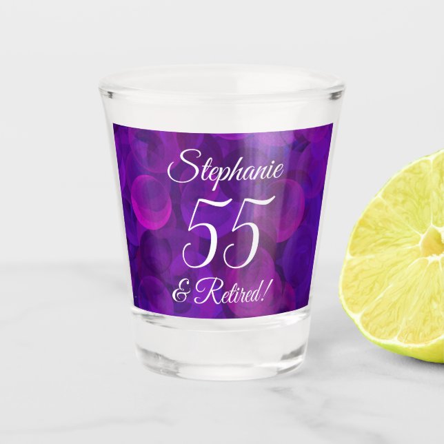 Elegant Lila 55 und Rentenersatz Schnapsglas (Vorderseite)