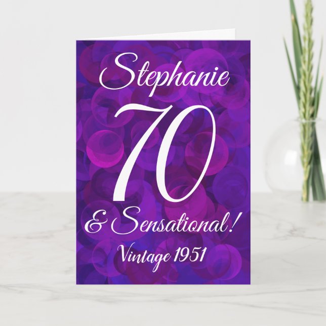 Elegant Lila 70 und sensationell Personalisiert Karte (Vorderseite)