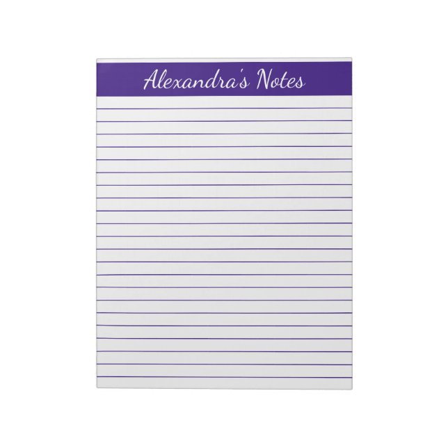 Elegant Lila 8,5 x 11 Letter Größe Personalisiert Notizblock (Rotiert)