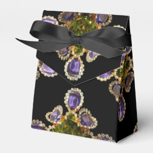 Elegant Lila Amethyst Diamonds Emeralds Geschenkschachtel