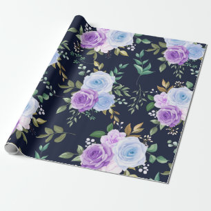 Elegant lila, blau und blumenreich geschenkpapier