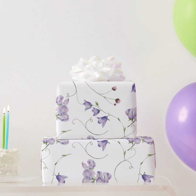 Elegant Lila Blumen Geschenkpapier (Partygeschenke)
