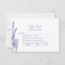 Elegant Lila Boho Lavender Blume Wedding RSVP