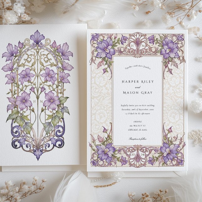 Elegant Lila Bougainvillea Wedding Lilac Einladung (Von Creator hochgeladen)