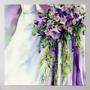 Elegant Lila, Bridal Cascading Bouquet 2, Poster