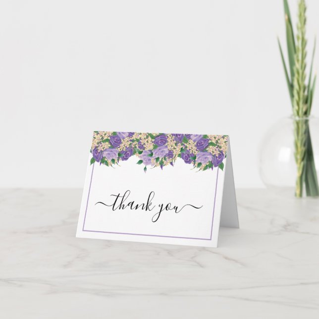 Elegant Lila floral | Lace Birthday Party Dankeskarte (Vorderseite)