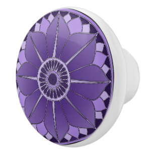 Elegant Lila Floral Lotus Mandala Keramikknauf