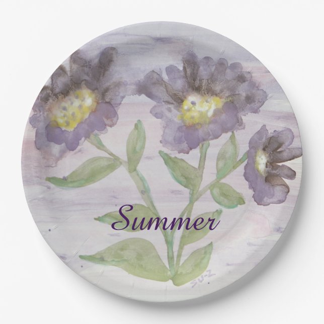 Elegant Lila floral Pappteller (Vorderseite)