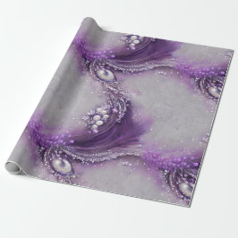Elegant Lila Floral & Pearl Geschenkpapier