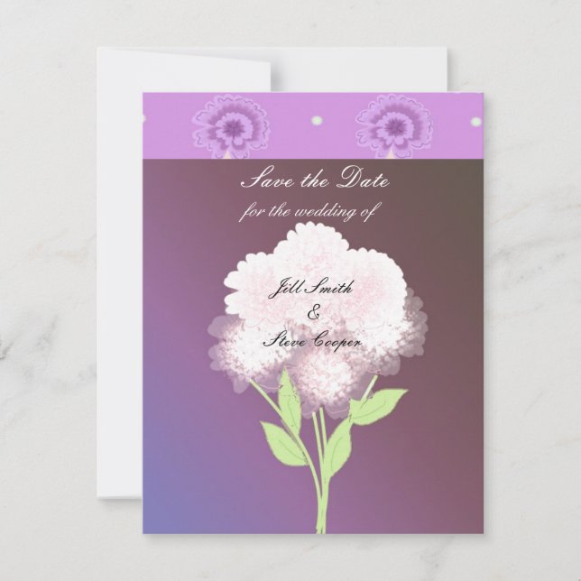 Elegant Lila floral Save the Date (Vorderseite)