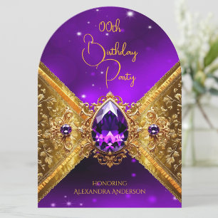 Elegant Lila Geburtstag Gold Golden Juwel funkeln Einladung
