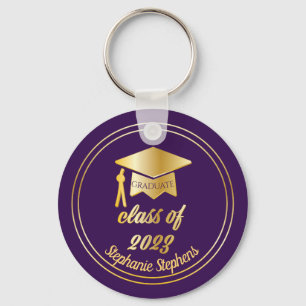 Elegant Lila Gold 2023 Graduate Cap Abschluss Schlüsselanhänger