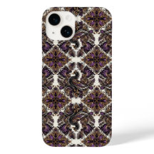 Elegant Lila Gold Batik Raven iPhone Case