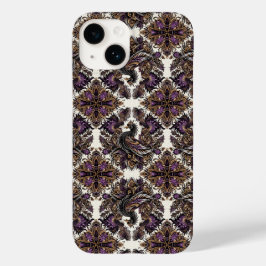 Elegant Lila Gold Batik Raven iPhone Case